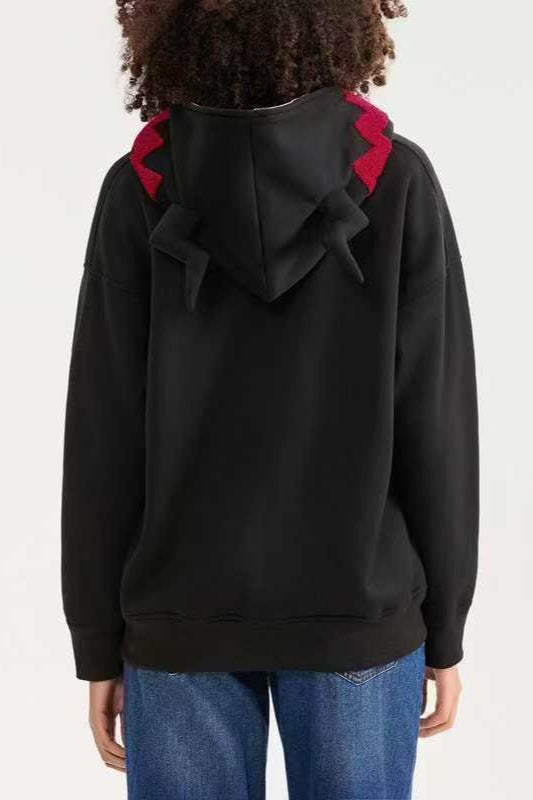 Retro Spider Embroidery Hoodie