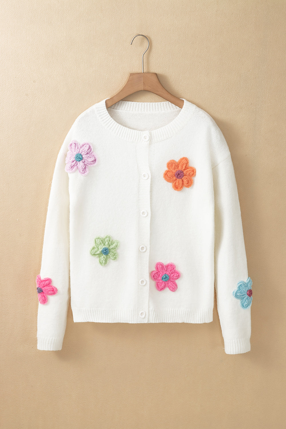 Cárdigan de punto con bordado floral y botones para mujer | Ideal para otoño/invierno