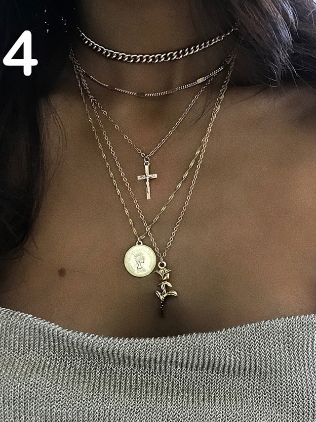 Choker Necklace Charm Necklace Layered Star Ladies Punk Lolita Bohemian Fashion Rhinestone Alloy Gold Layer Necklace 1 Layer Necklace 2 Layer Necklace 3 Layer Necklace 4 40 cm Necklace Jewelry for Women