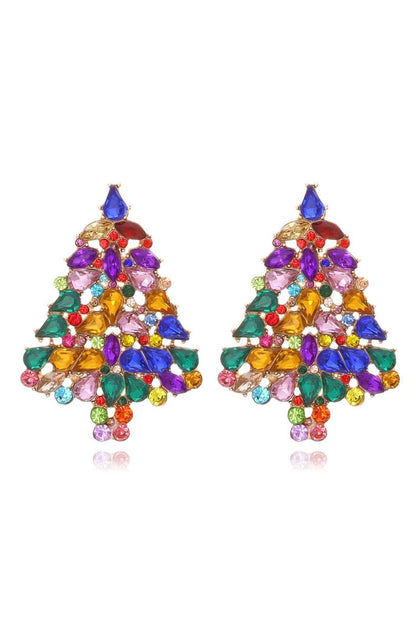 Pendientes de árbol de Navidad con diamantes