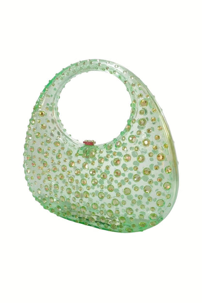 Bolso de mano de acrílico con adornos de diamantes