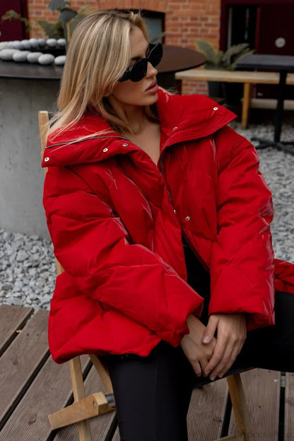 Diamond Quilted Matte Shiny Oversized Wide Lapel Coat