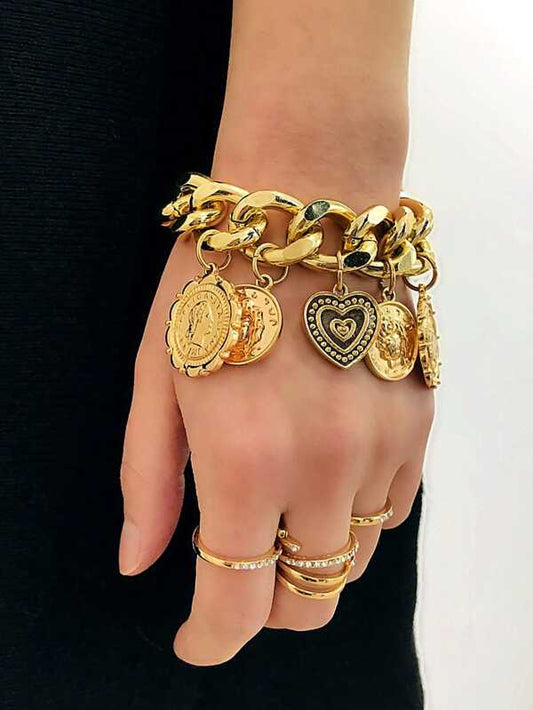 Disc Charm Chain Bracelet 1pc for Women