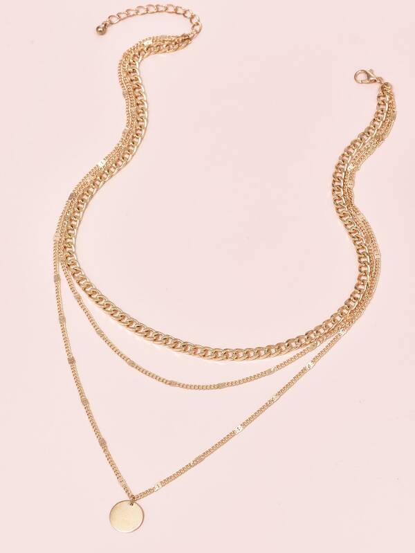 Disc Charm Layered Necklace for Women