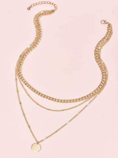 Disc Charm Layered Necklace for Women