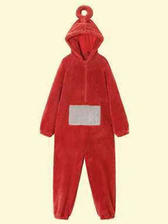 Adults' Kigurumi Pajamas Nightwear Alien Teletubbies Character Onesie Pajamas Flannel Cosplay For Men and Women Christmas Animal Sleepwear Cartoon Festival / Holiday Costumes