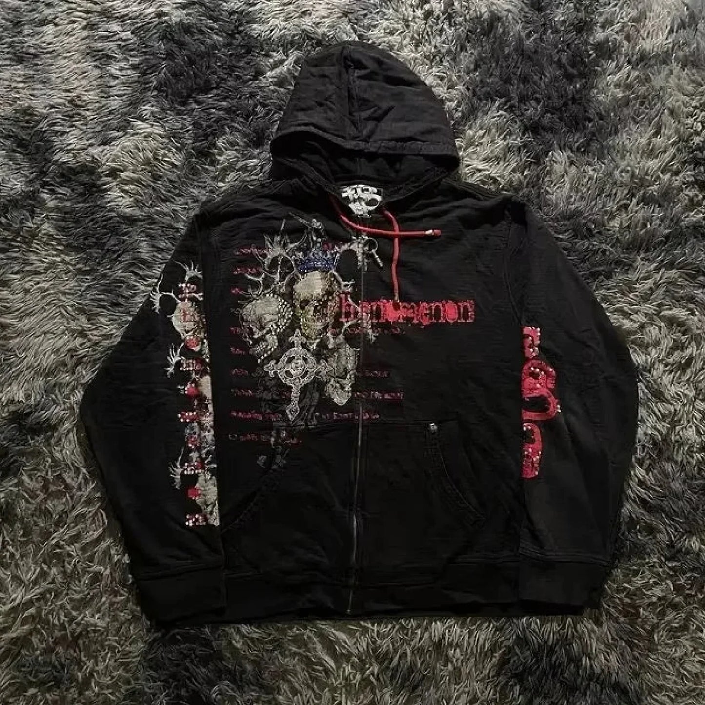 Distress Medieval Vintage Zip Hoodie