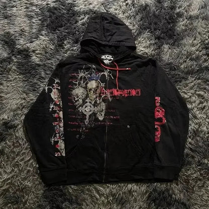 Distress Medieval Vintage Zip Hoodie