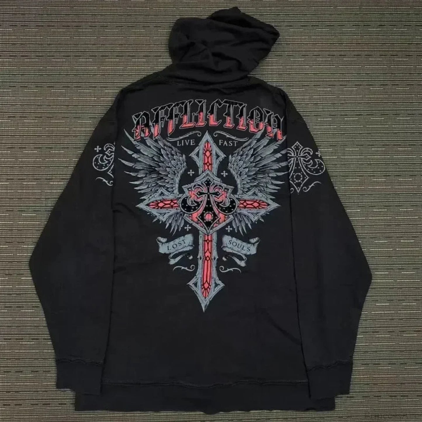 Distress Medieval Vintage Zip Hoodie