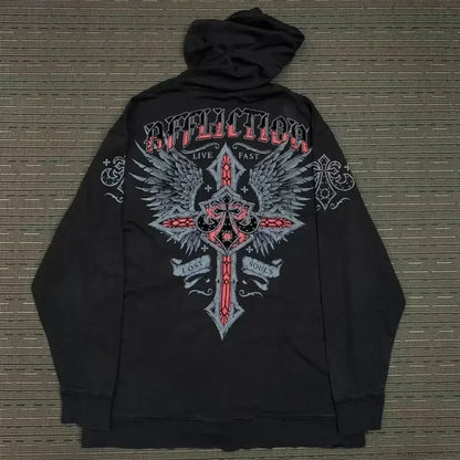 Distress Medieval Vintage Zip Hoodie