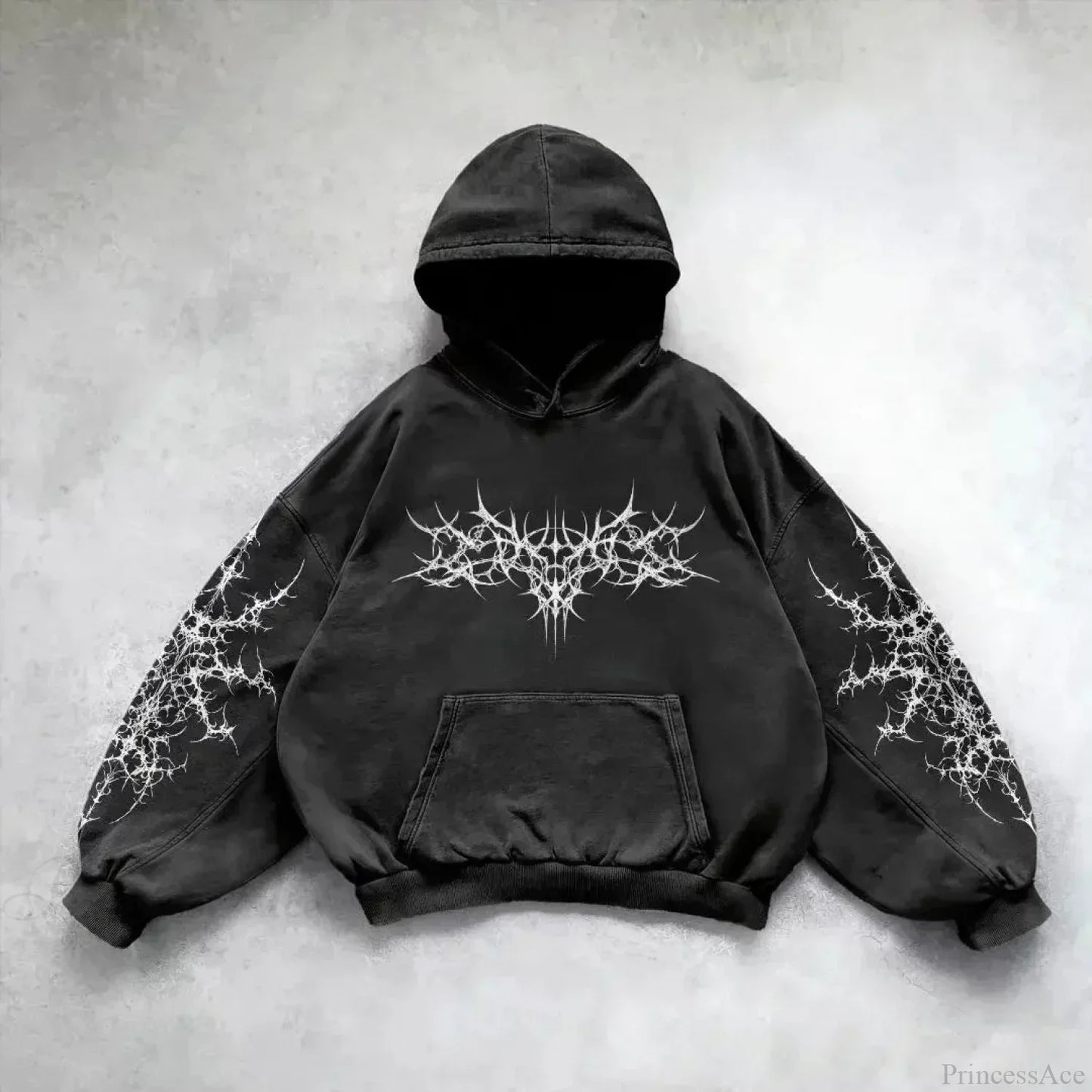 Distress Vintage Gothic Skull Hoodie