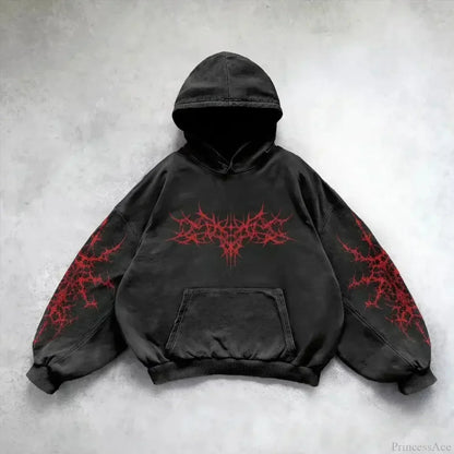 Distress Vintage Gothic Skull Hoodie