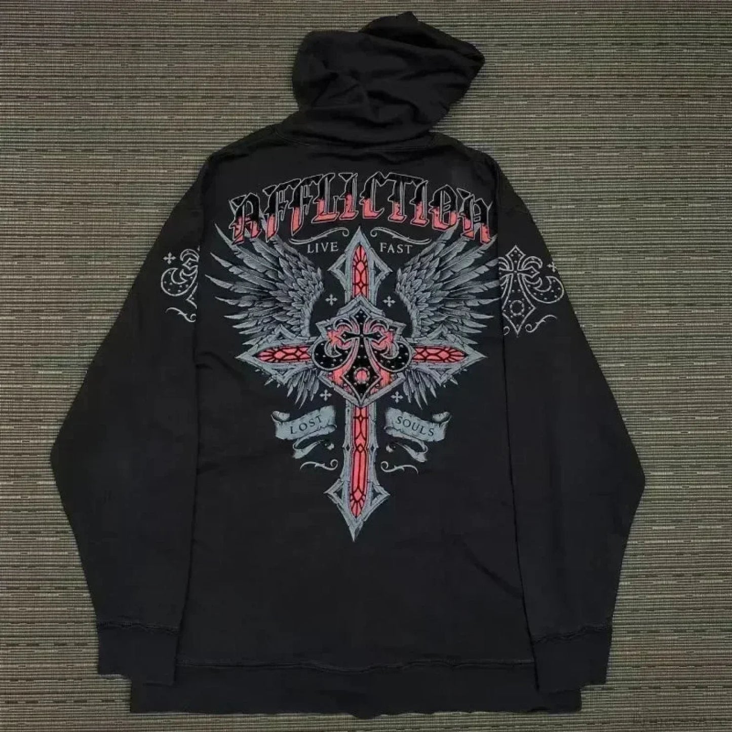 Distress Y2K Gothic Skull Hoodie