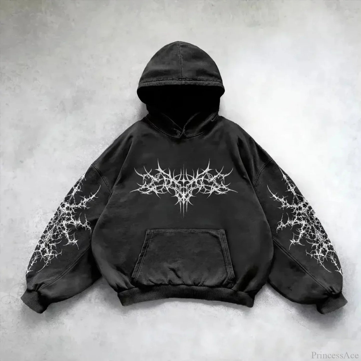Distress Y2K Gothic Skull Hoodie