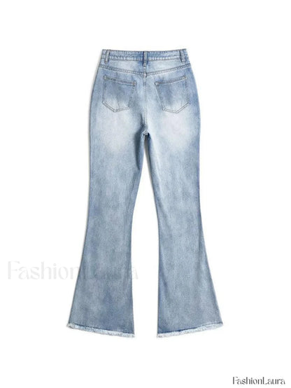 Distressed High Waist Ripped Jeans