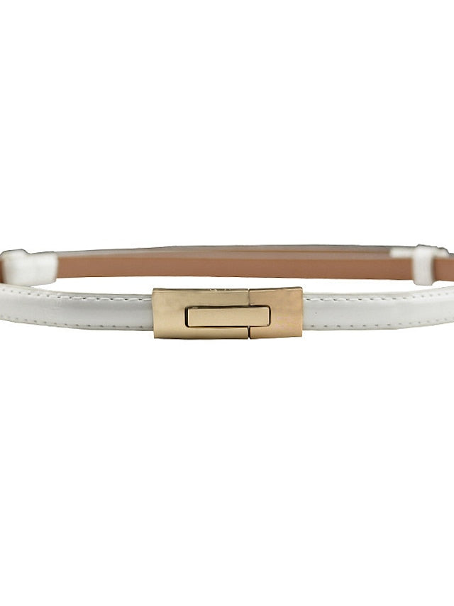 Skinny Belt Party Street Dailywear Holiday Gold Silver Belt Pure Color Blue Fall Winter Spring Summer for Women