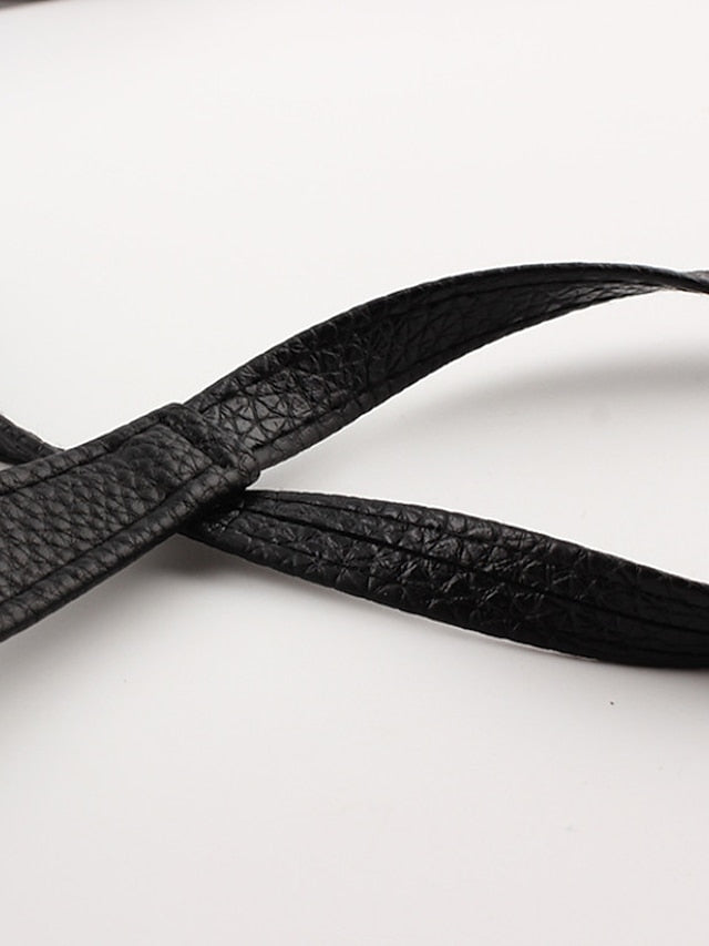 Unisex Wide Belt PU Leather Buckle Free Knot Decor Casual Classic Party Daily White Black Coffee for Women