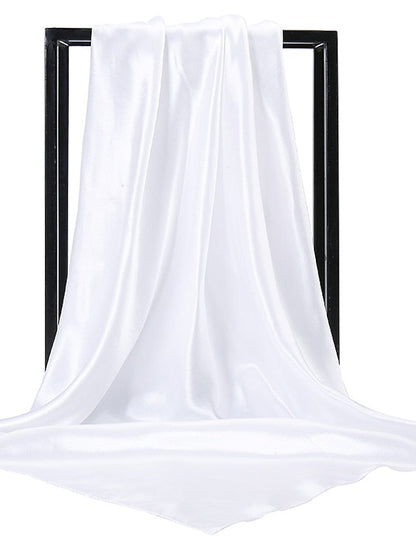 1pcs 90*90cm Solid Colors Neckerchief Hijab Scarf For Women Silk Satin Headband Hair Scarves Female Square Shawls Head Scarfs For Ladies for Women