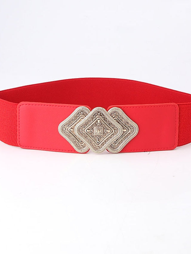 Belt PU White Black Brown Rose Red Wide Belt Outdoor Holiday Multicolor Pure Color / Spring / Summer / Fall / Winter for Women