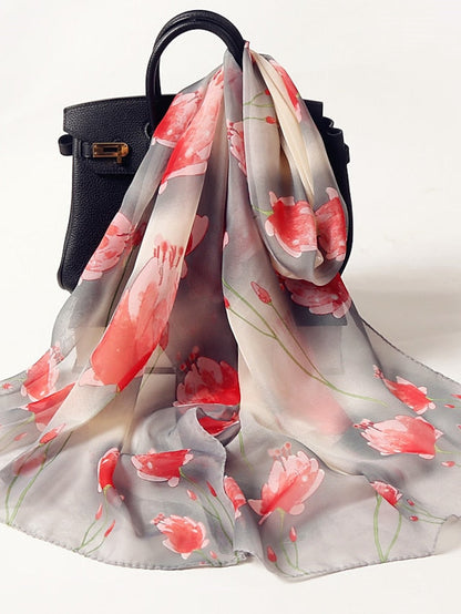 Flower Wrap Shawl Stole Scarf Scarves Holiday Thin Fashion Scarf for Female for Women