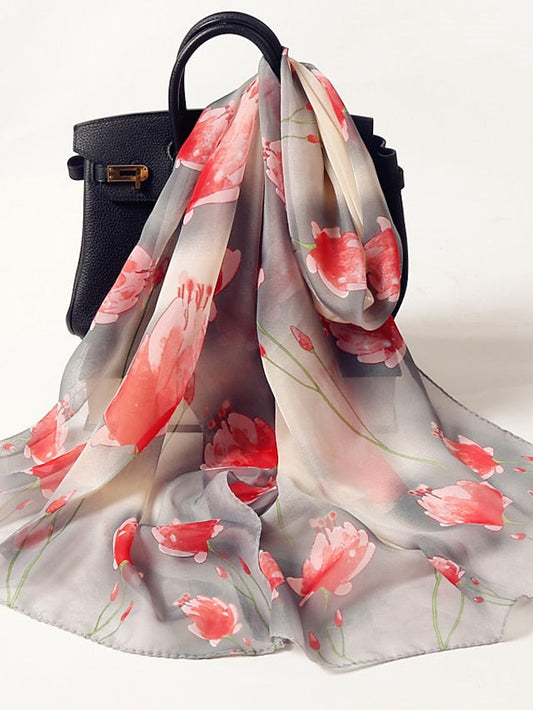 Flower Wrap Shawl Stole Scarf Scarves Holiday Thin Fashion Scarf for Female for Women