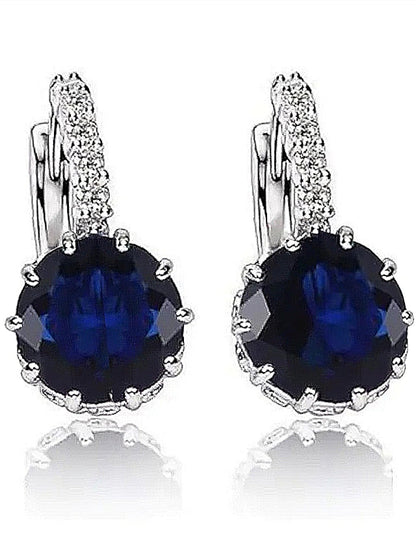 2pcs Stud Earrings Hoop Earrings For Cubic Zirconia Citrine Party Wedding Casual Zircon Alloy Solitaire Round Cut for Women