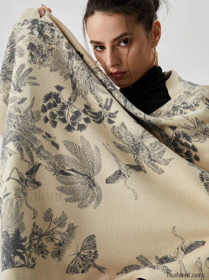 Double Face Graceful Jacquard Tassel Scarf