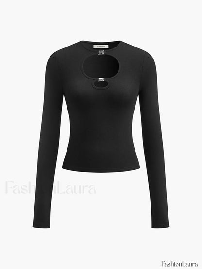 Double Keyholes Long Sleeve Top