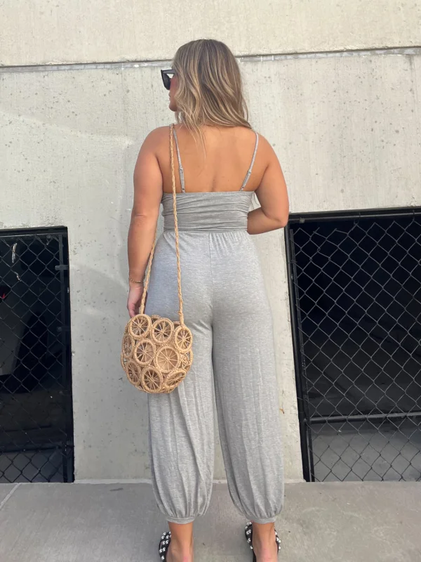 Women's Classic V-neck Jumpsuit with Drawstring Closure  | Ideal for Spring/Summer
