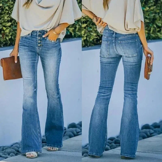 Kerensa - Pantalones acampanados - Casual - Denim - Ideal para el día a día