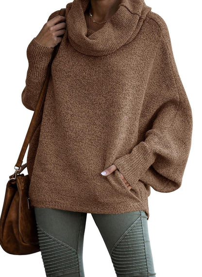 Jersey de cuello alto de cachemira de color liso para mujer | Ideal para otoño/invierno