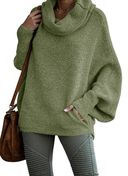 Jersey de cuello alto de cachemira de color liso para mujer | Ideal para otoño/invierno