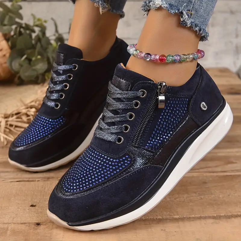Zapatillas deportivas de mujer con cordones, lunares y cremallera | Ideales para cualquier temporada