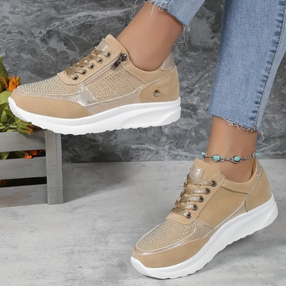 Zapatillas deportivas de mujer con cordones, lunares y cremallera | Ideales para cualquier temporada