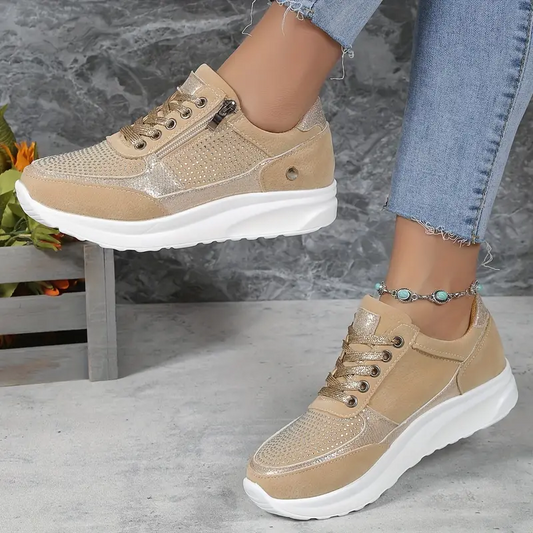 Zapatillas deportivas de mujer con cordones, lunares y cremallera | Ideales para cualquier temporada