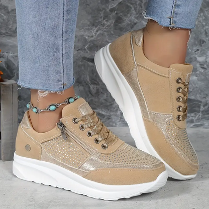 Zapatillas deportivas de mujer con cordones, lunares y cremallera | Ideales para cualquier temporada