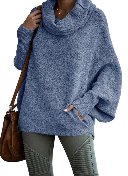 Jersey de cuello alto de cachemira de color liso para mujer | Ideal para otoño/invierno