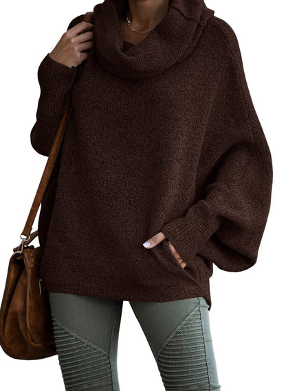 Jersey de cuello alto de cachemira de color liso para mujer | Ideal para otoño/invierno