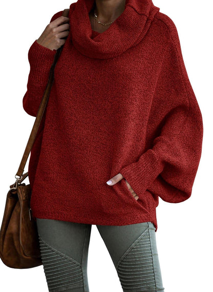 Jersey de cuello alto de cachemira de color liso para mujer | Ideal para otoño/invierno