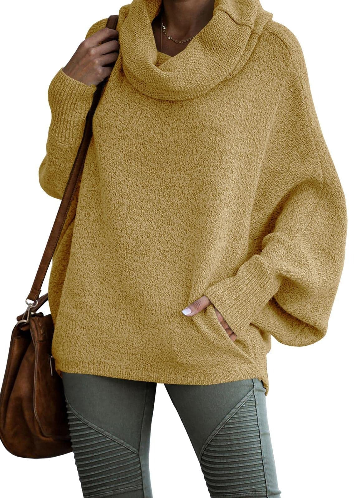 Jersey de cuello alto de cachemira de color liso para mujer | Ideal para otoño/invierno