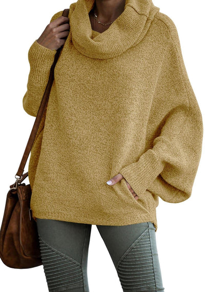 Jersey de cuello alto de cachemira de color liso para mujer | Ideal para otoño/invierno