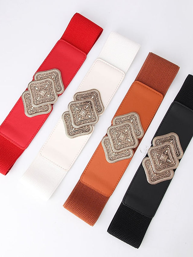 Belt PU White Black Brown Rose Red Wide Belt Outdoor Holiday Multicolor Pure Color / Spring / Summer / Fall / Winter for Women