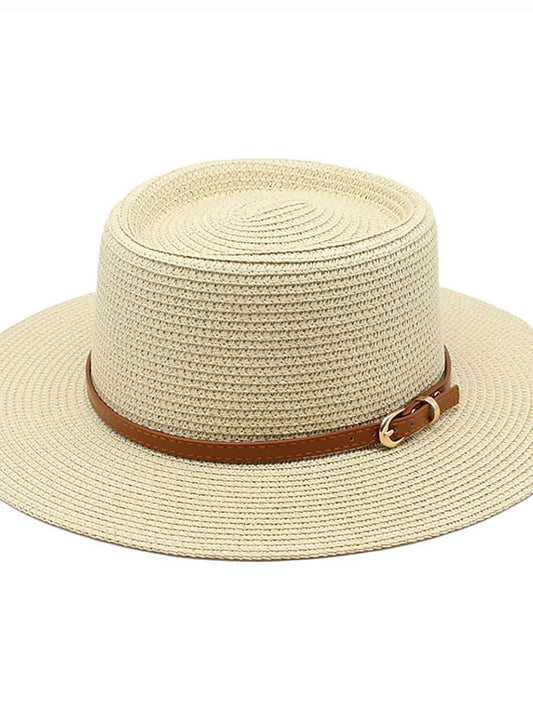 Sun Hat Straw Hat Sports & Outdoor Daily Holiday Solid / Plain Color Straw Vacation Simple Style Beach Sunscreen 1 pcs for Women