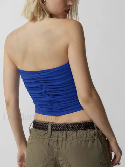 Drawstring Ruched Graceful Crop Tube Top