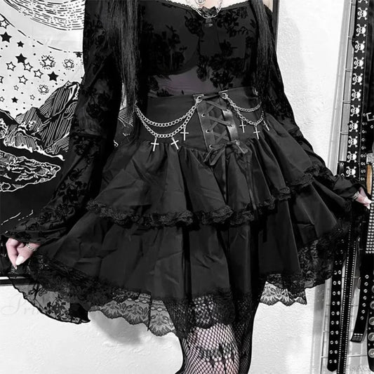 Drawstring Ruffle Fairycore Skirt