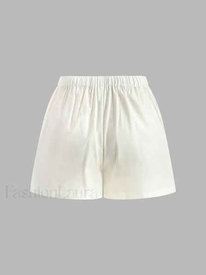 Drawstring Split Casual Shorts Set