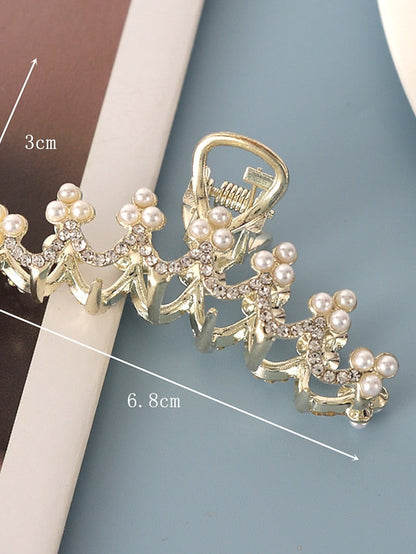 AOPRIE Pearl Metal Hair Clips for Women 2.5 In Small Size Claw Clip for Girls Hair Clips Claw Hair Accessories for Women Gold for Women