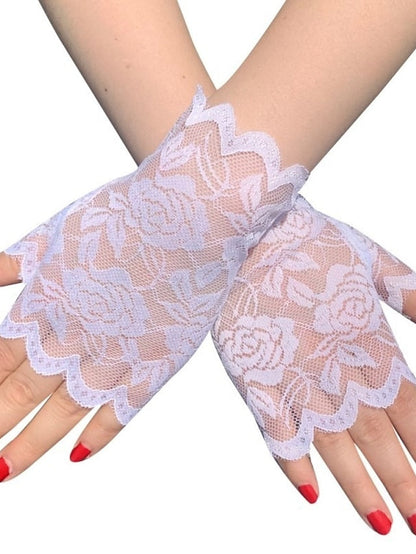 Women's Fingerless Gloves Lace Gloves Wedding Party Evening Gift Polyester Simple Bridal Gloves Sexy 1 Pair