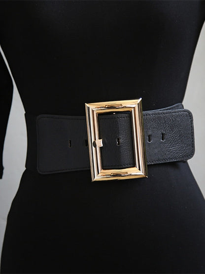 Belt PU Black Gold Wide Belt Dailywear Business Daily Date Pure Color / Spring / Summer / Fall / Winter for Women