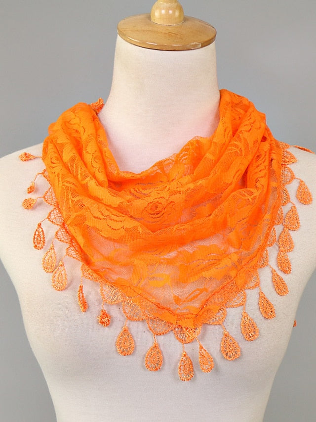 1pcs Solid Triangle Scarf for Church Shawl Catholic Church Prayer Shawl Hollow Floral Spanish Mantilla Lace Veil Wedding Cape for Women for Women